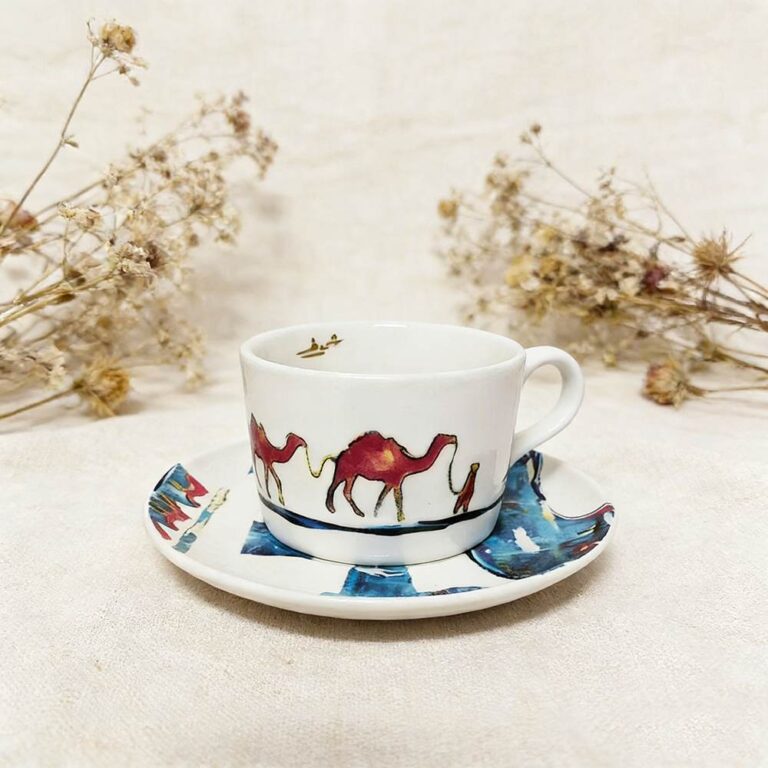 Middle Eastern Arabian Style Porcelain Coffee Cup and Saucer Set
