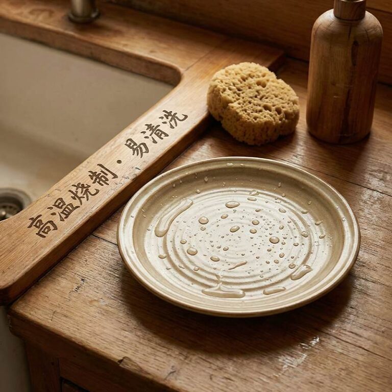 Japanese Hand-Thrown Ribbed Stoneware Dinnerware Set