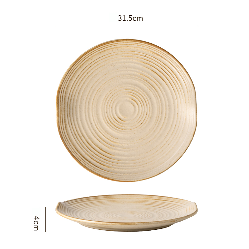 Japanese Hand-Thrown Ribbed Stoneware Dinnerware Set