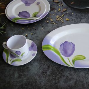 Purple Tulip Melamine Dinnerware Set