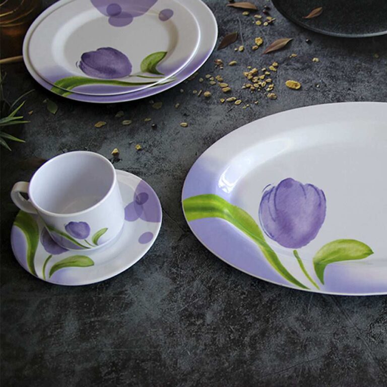 Purple Tulip Melamine Dinnerware Set