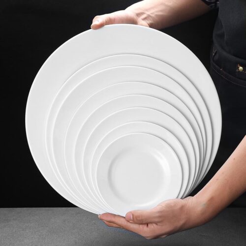 Round White Melamine Plate Set