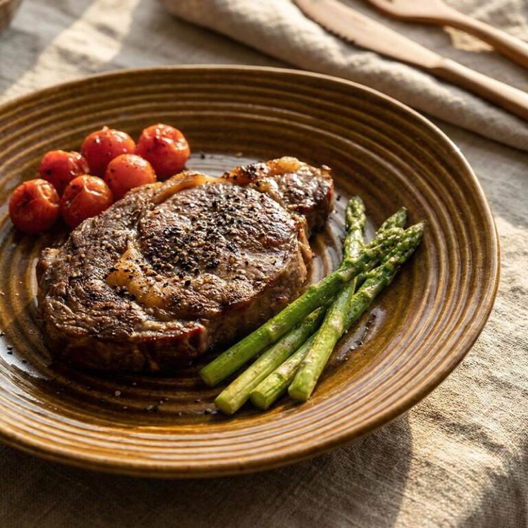 Japanese Hand-Thrown Ribbed Stoneware Dinnerware Set