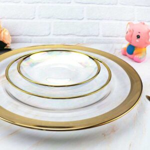 Minimalist Gold Rimmed Clear Glass Charger Plate