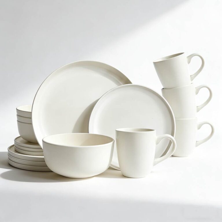 Minimalist Matte Off-White Ceramic Dinnerware Set