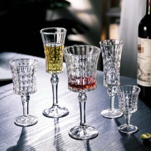 Vintage Diamond Shaped Embossed Crystal Glass Set