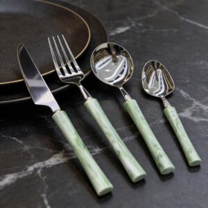 Colored Resin Acrylic Handle Stainless Steel Dessert Cutlery Set