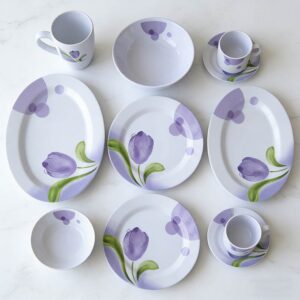 Purple Tulip Melamine Dinnerware Set