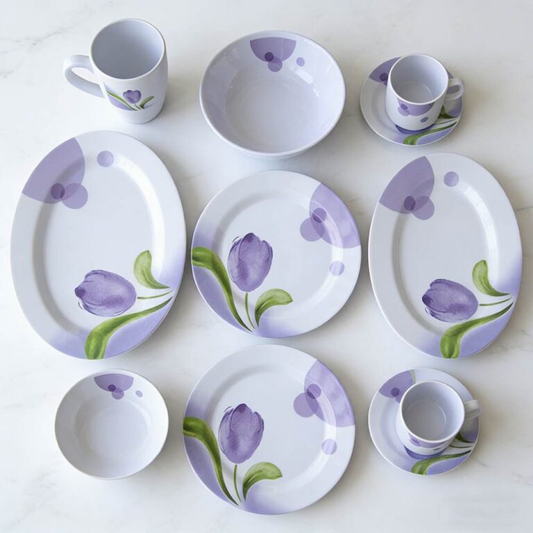 Purple Tulip Melamine Dinnerware Set