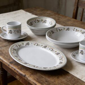 Vintage Pastoral Floral Melamine Dinnerware Set