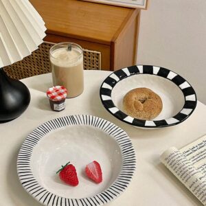 Ins-Style Black White Artistic Ceramic Deep Plates