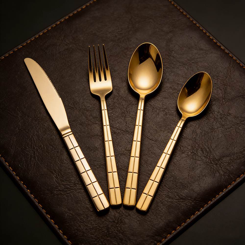 Geometric Grid Stainless Steel Cutlery Set