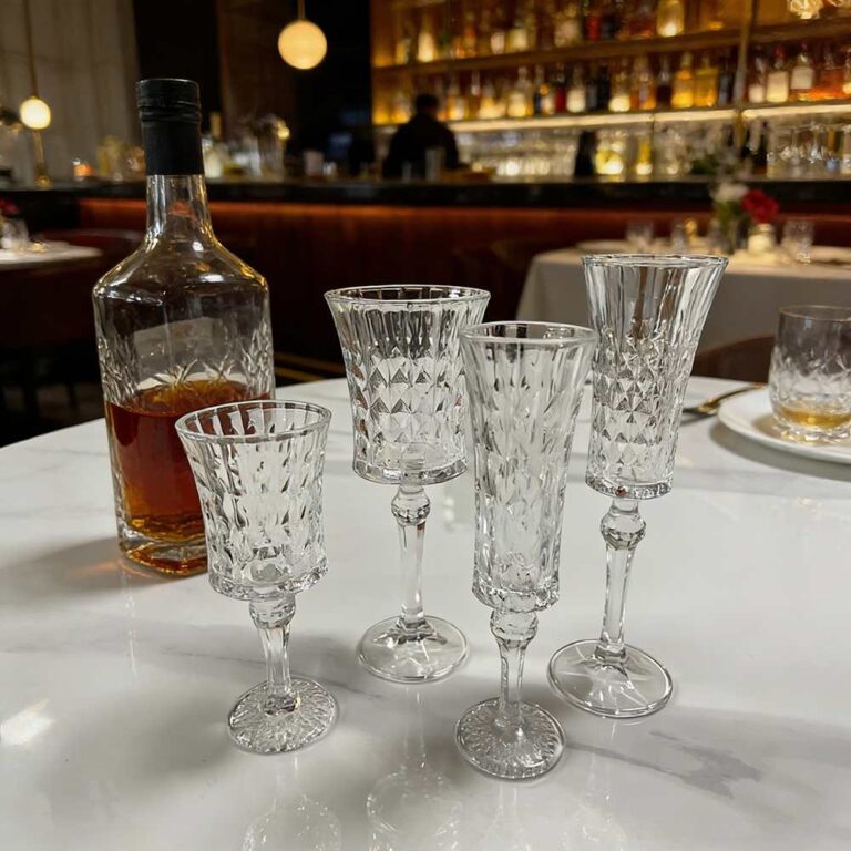Vintage Diamond Shaped Embossed Crystal Glass Set