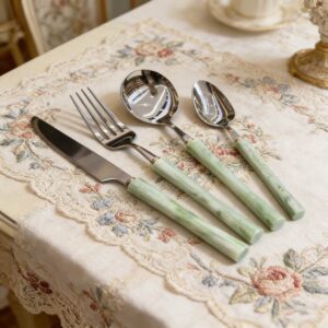 Colored Resin Acrylic Handle Stainless Steel Dessert Cutlery Set