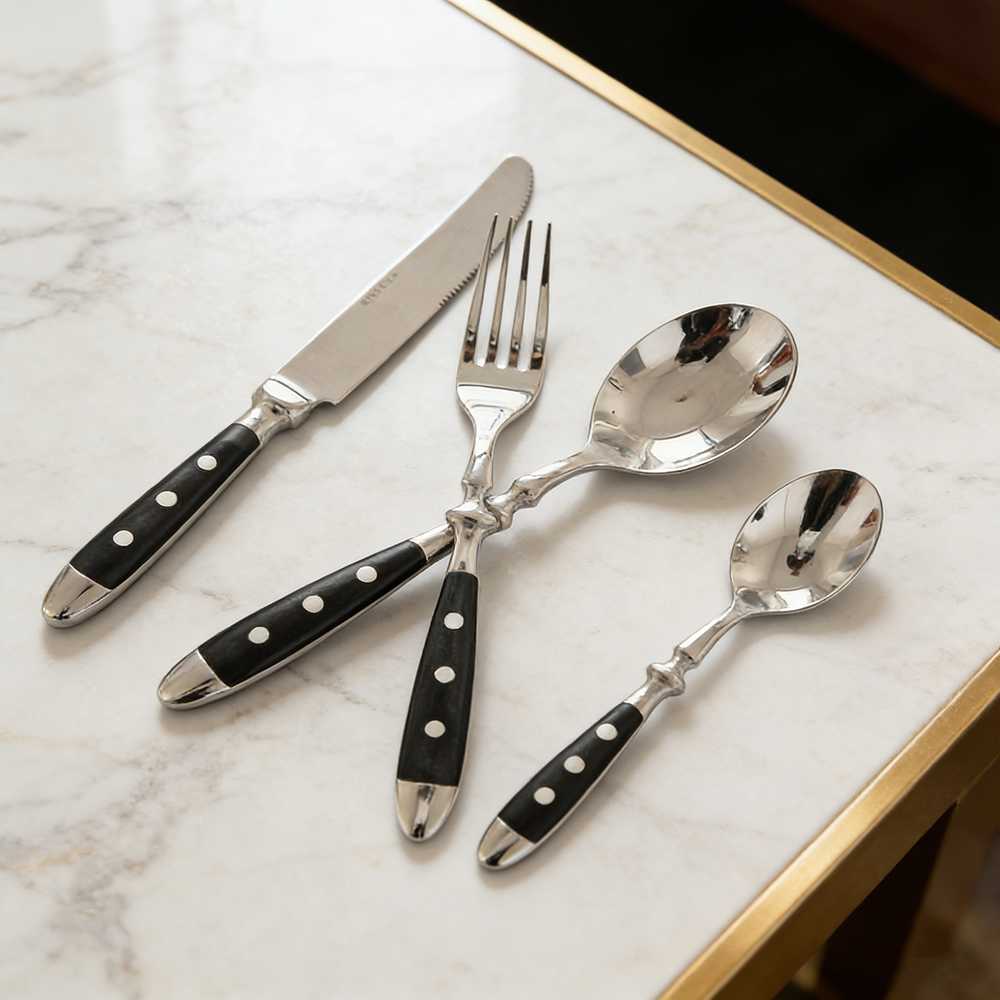 Vintage Riveted Stainless Steel Cutlery Set