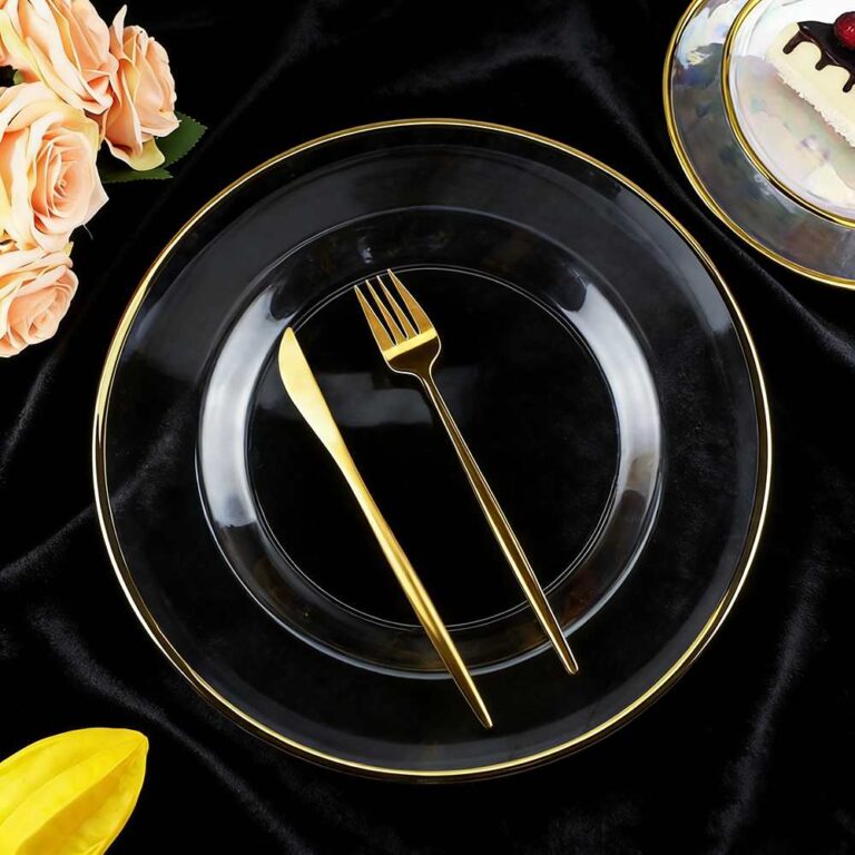 Minimalist Gold Rimmed Clear Glass Charger Plate