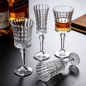 Vintage Diamond Shaped Embossed Crystal Glass Set