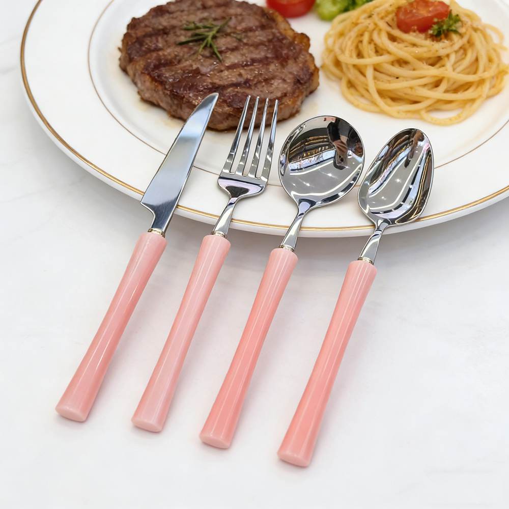 Colored Resin Acrylic Handle Stainless Steel Dessert Cutlery Set