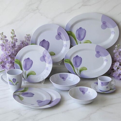Purple Tulip Melamine Dinnerware Set