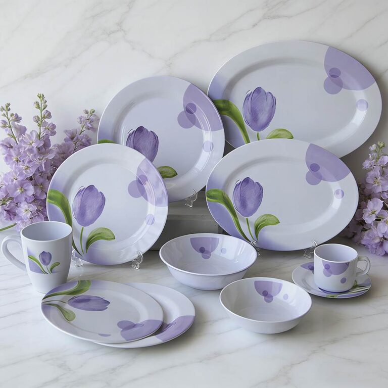 Purple Tulip Melamine Dinnerware Set