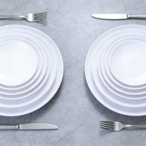 Round White Melamine Plate Set