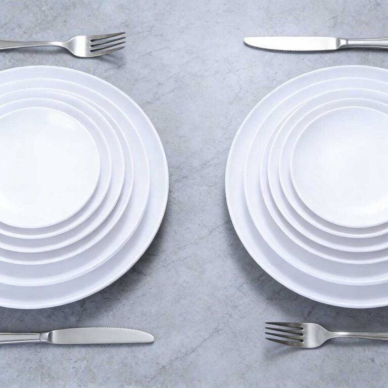 Round White Melamine Plate Set
