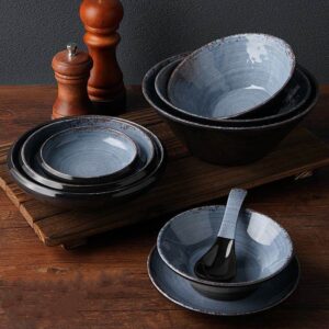 Vintage Reactive Blue Spiral Melamine Dinnerware Set