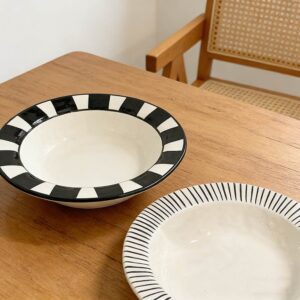 Ins-Style Black White Artistic Ceramic Deep Plates