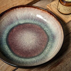 Japanese Wabi-Sabi Reactive Glaze Ceramic Deep Plates