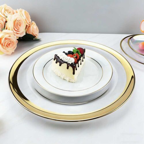 Minimalist Gold Rimmed Clear Glass Charger Plate