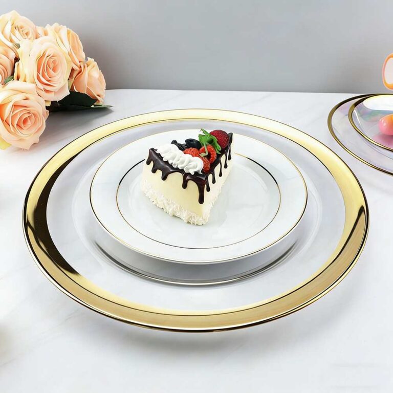 Minimalist Gold Rimmed Clear Glass Charger Plate