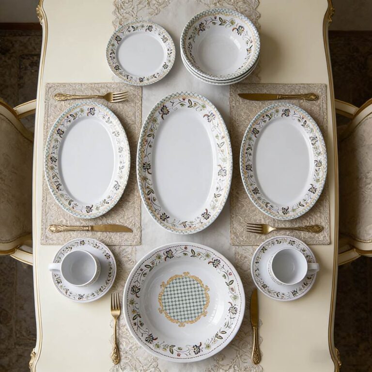 Vintage Pastoral Floral Melamine Dinnerware Set