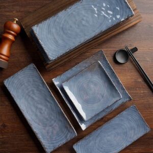 Vintage Reactive Blue Spiral Melamine Dinnerware Set