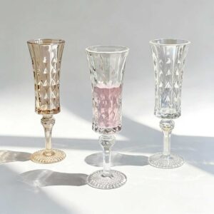Vintage Diamond Shaped Embossed Crystal Glass Set
