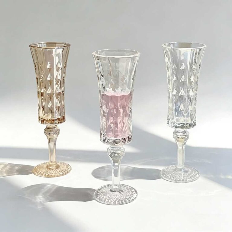 Vintage Diamond Shaped Embossed Crystal Glass Set