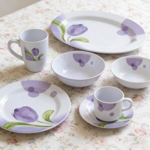 Purple Tulip Melamine Dinnerware Set