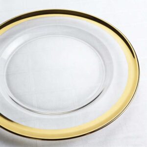 Minimalist Gold Rimmed Clear Glass Charger Plate