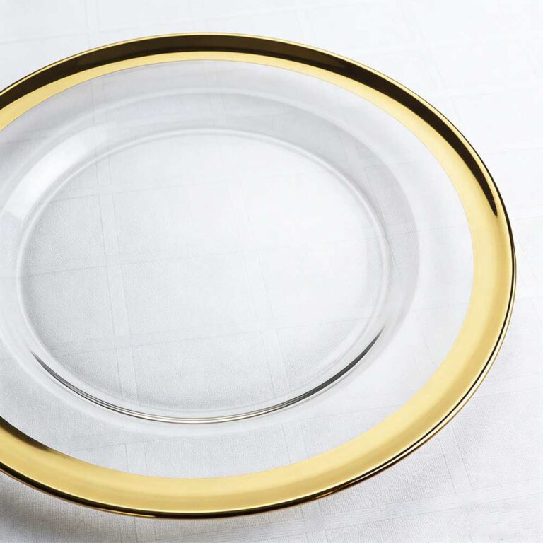 Minimalist Gold Rimmed Clear Glass Charger Plate