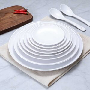 Round White Melamine Plate Set