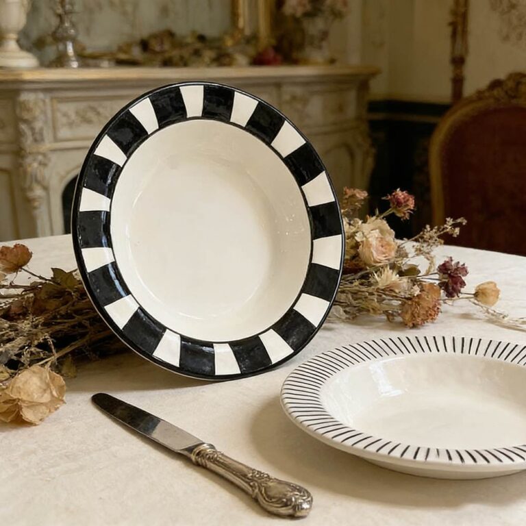 Ins-Style Black White Artistic Ceramic Deep Plates