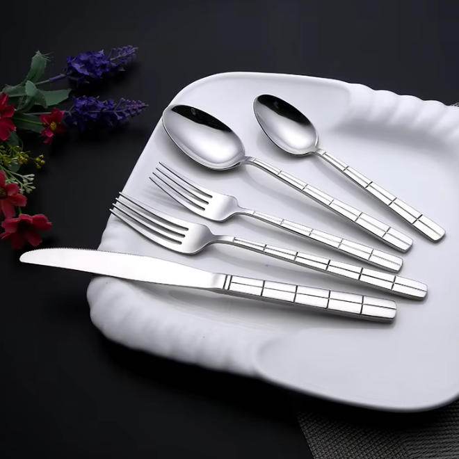 Geometric Grid Stainless Steel Cutlery Set