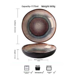 Japanese Wabi-Sabi Reactive Glaze Ceramic Deep Plates