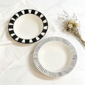 Ins-Style Black White Artistic Ceramic Deep Plates