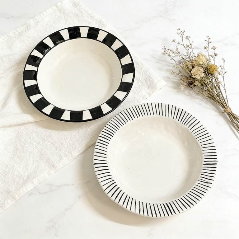 Ins-Style Black White Artistic Ceramic Deep Plates