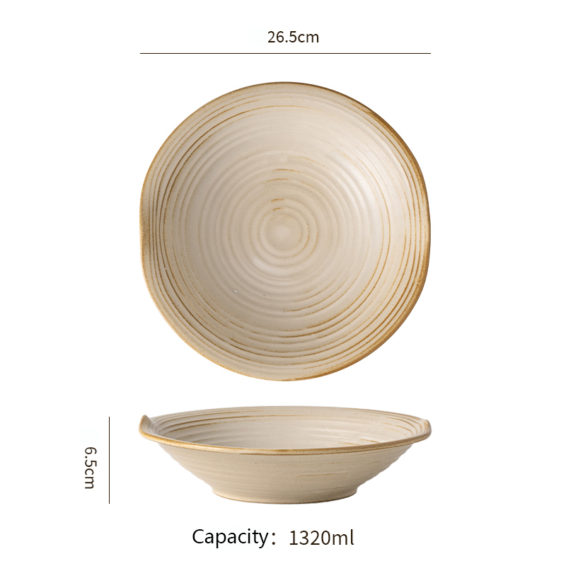 Japanese Hand-Thrown Ribbed Stoneware Dinnerware Set