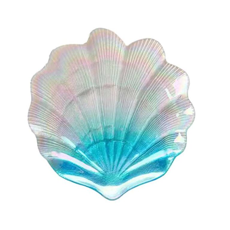 Ocean-Inspired Gradient Blue Seashell Glass Charger Plates