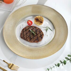 Luxury Diamond-Grid Glass Charger Plates