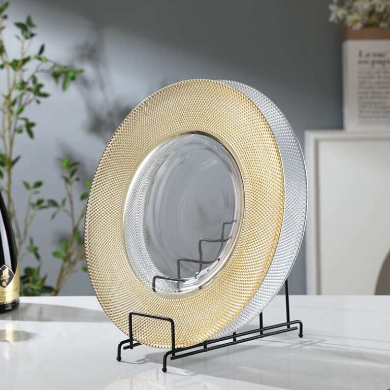 Luxury Diamond-Grid Glass Charger Plates