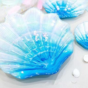 Ocean-Inspired Gradient Blue Seashell Glass Charger Plates