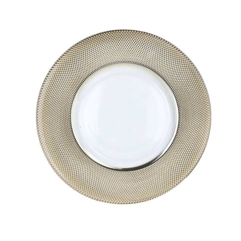 Luxury Diamond-Grid Glass Charger Plates